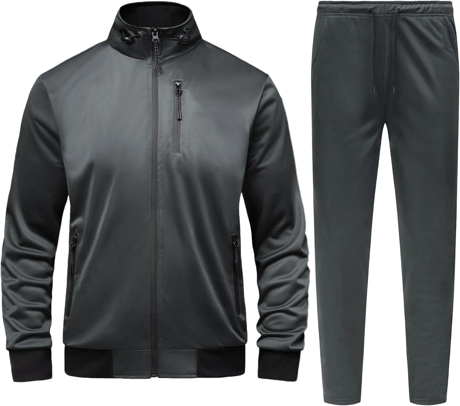 GYMELITE Men's Athletic Full Zip Tracksuit Set Fashion Workout Sweatsuit Track Long Sleeve Jackets and Pants 2 Piece Outfit