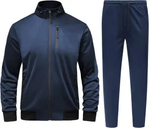 GYMELITE Men's Athletic Full Zip Tracksuit Set Fashion Workout Sweatsuit Track Long Sleeve Jackets and Pants 2 Piece Outfit