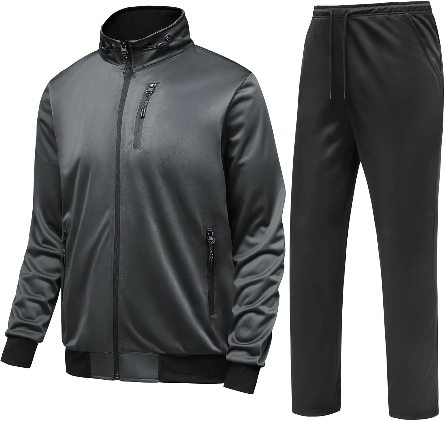 GYMELITE Men's Athletic Full Zip Tracksuit Set Fashion Workout Sweatsuit Track Long Sleeve Jackets and Pants 2 Piece Outfit