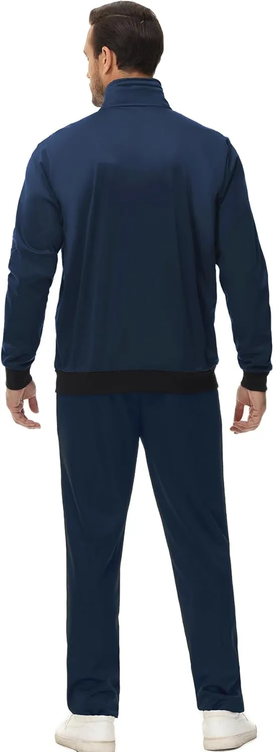 GYMELITE Men's Athletic Full Zip Tracksuit Set Fashion Workout Sweatsuit Track Long Sleeve Jackets and Pants 2 Piece Outfit
