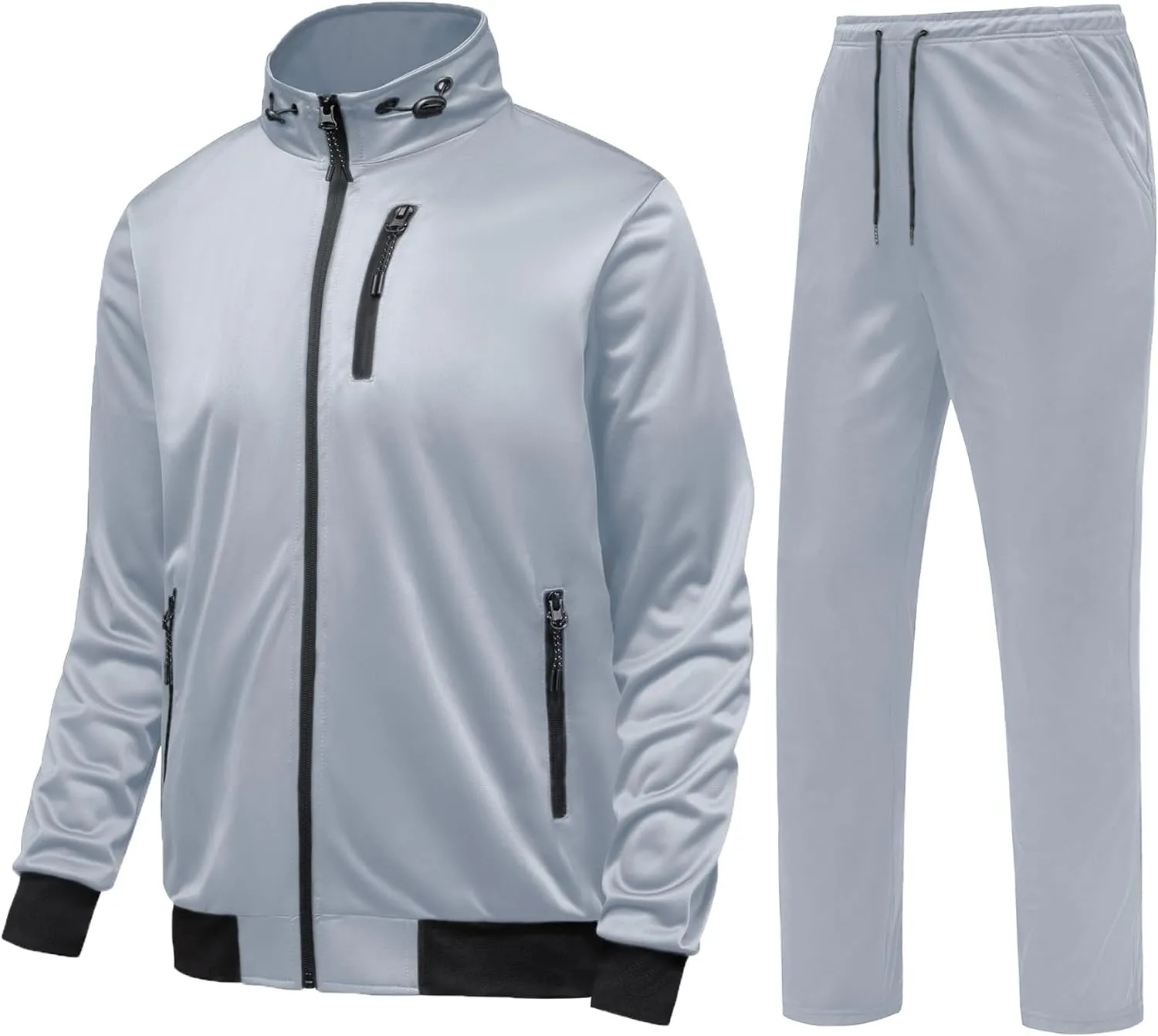 GYMELITE Men's Athletic Full Zip Tracksuit Set Fashion Workout Sweatsuit Track Long Sleeve Jackets and Pants 2 Piece Outfit