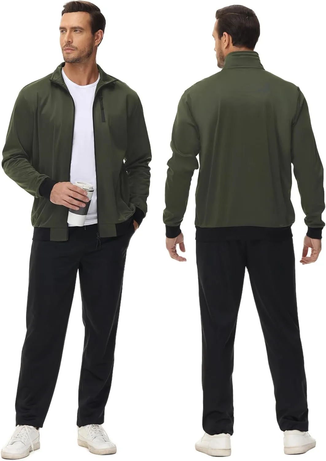 GYMELITE Men's Athletic Full Zip Tracksuit Set Fashion Workout Sweatsuit Track Long Sleeve Jackets and Pants 2 Piece Outfit