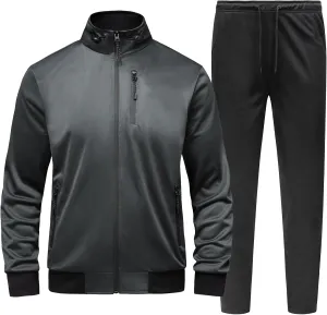 GYMELITE Men's Athletic Full Zip Tracksuit Set Fashion Workout Sweatsuit Track Long Sleeve Jackets and Pants 2 Piece Outfit