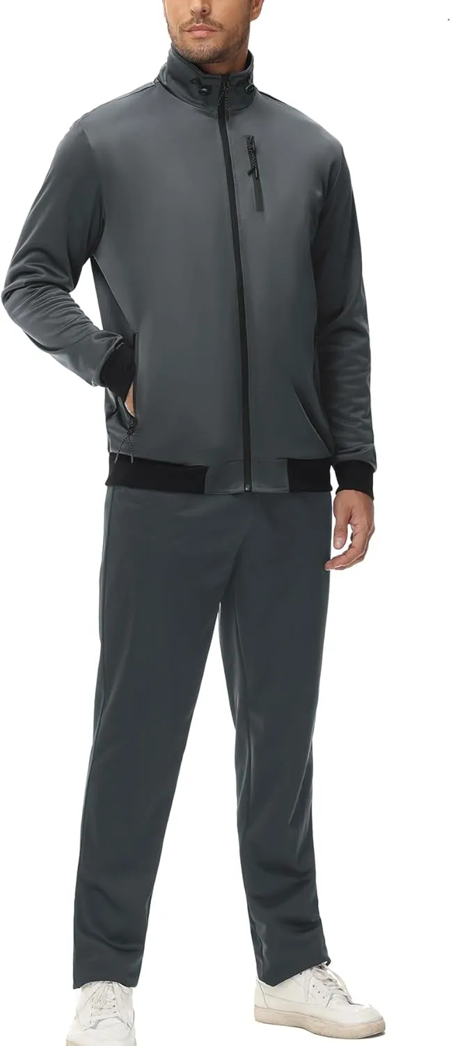 GYMELITE Men's Athletic Full Zip Tracksuit Set Fashion Workout Sweatsuit Track Long Sleeve Jackets and Pants 2 Piece Outfit