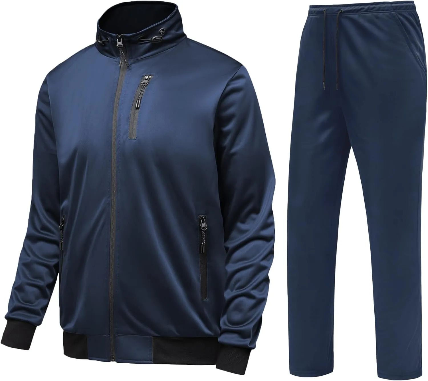 GYMELITE Men's Athletic Full Zip Tracksuit Set Fashion Workout Sweatsuit Track Long Sleeve Jackets and Pants 2 Piece Outfit