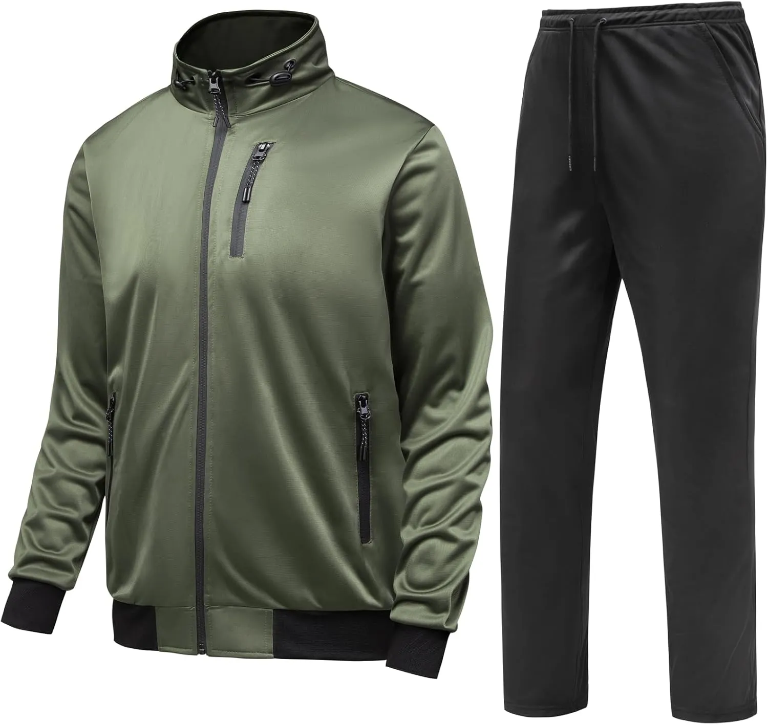 GYMELITE Men's Athletic Full Zip Tracksuit Set Fashion Workout Sweatsuit Track Long Sleeve Jackets and Pants 2 Piece Outfit