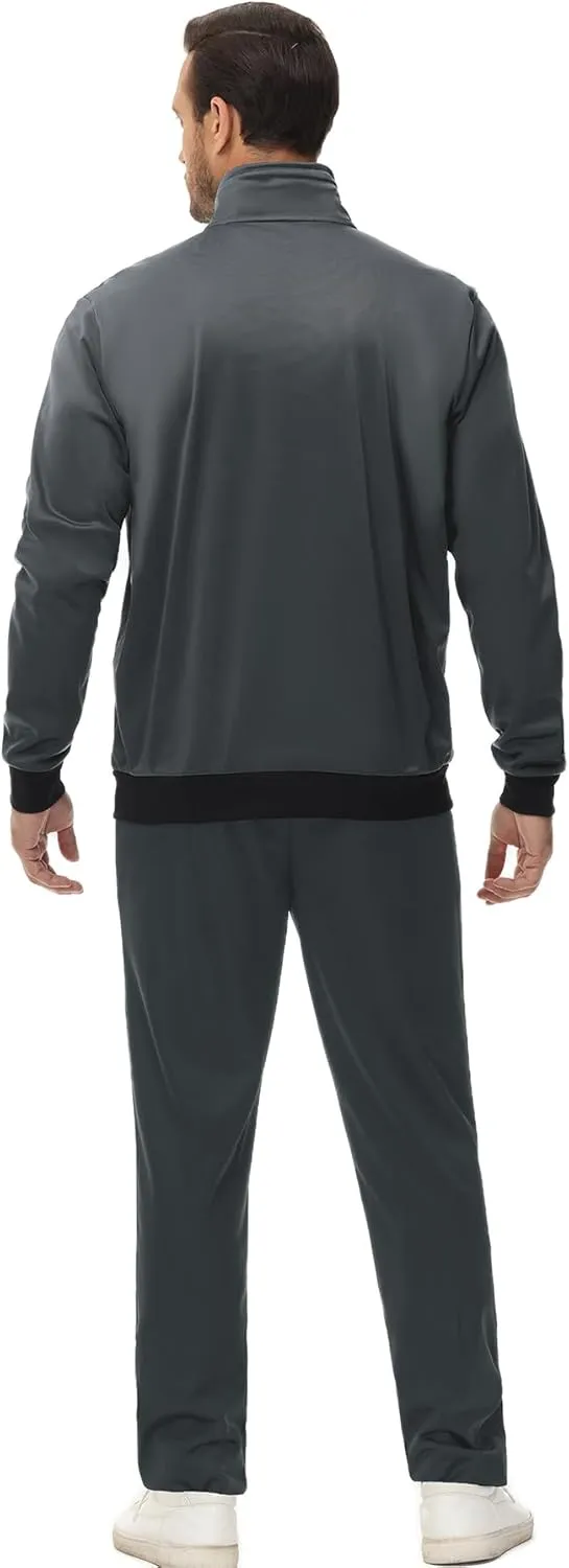 GYMELITE Men's Athletic Full Zip Tracksuit Set Fashion Workout Sweatsuit Track Long Sleeve Jackets and Pants 2 Piece Outfit