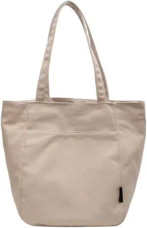 Handbag for Women Minimalist Canvas Bucket Bag Large Capacity Work Tote Bag Everyday Multi Pocket Shoulder Purse