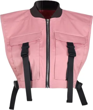 HaoMay Women's Y2K Cropped Buckle Vest Military Tactical Club Full-Zip Jacket
