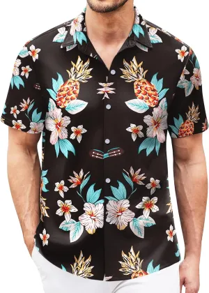 Hawaiian Shirt for Men Sleeves Printed Casual Button Down Summer Beach Dress Shirts
