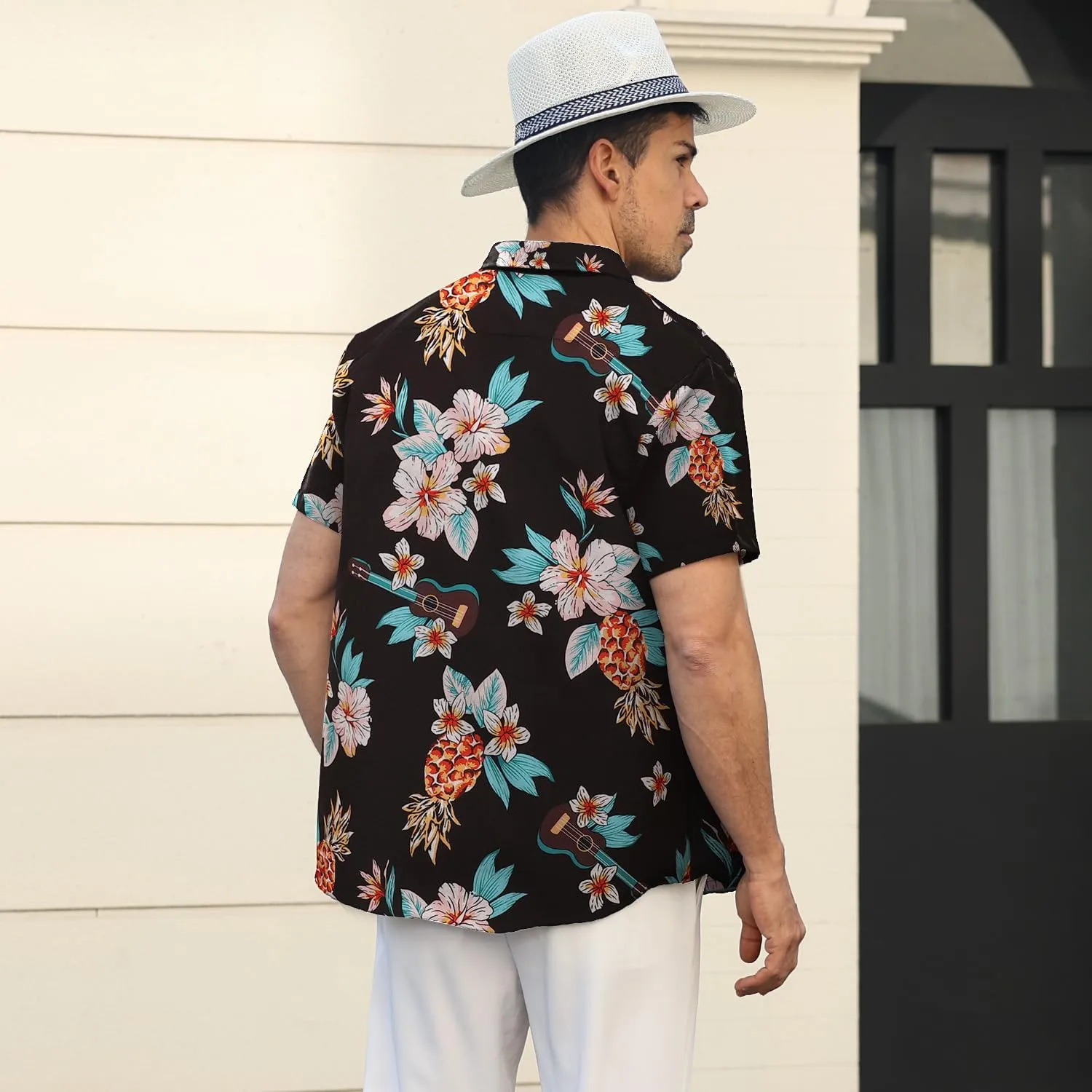 Hawaiian Shirt for Men Sleeves Printed Casual Button Down Summer Beach Dress Shirts