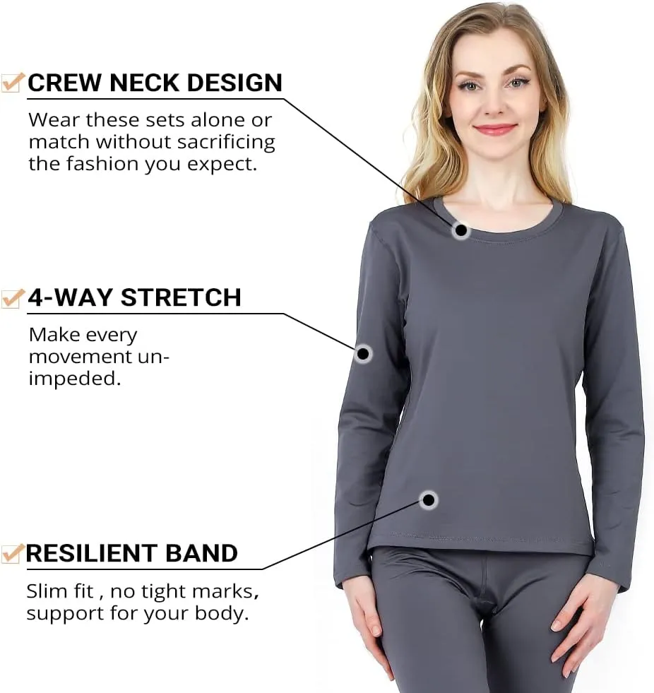HEROBIKER Thermal Underwear Women Ultra-Soft Set Base Layer Top & Bottom Long Johns with Fleece Lined Winter Warm
