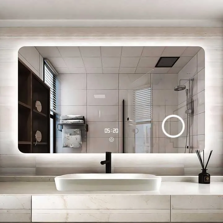 High Quality Home Decor Anti-fog Smart Touch LED Mirror ديكورات منزلية عالية الجودة مضادة للضباب مرآة Led ذكية تعمل باللمس
