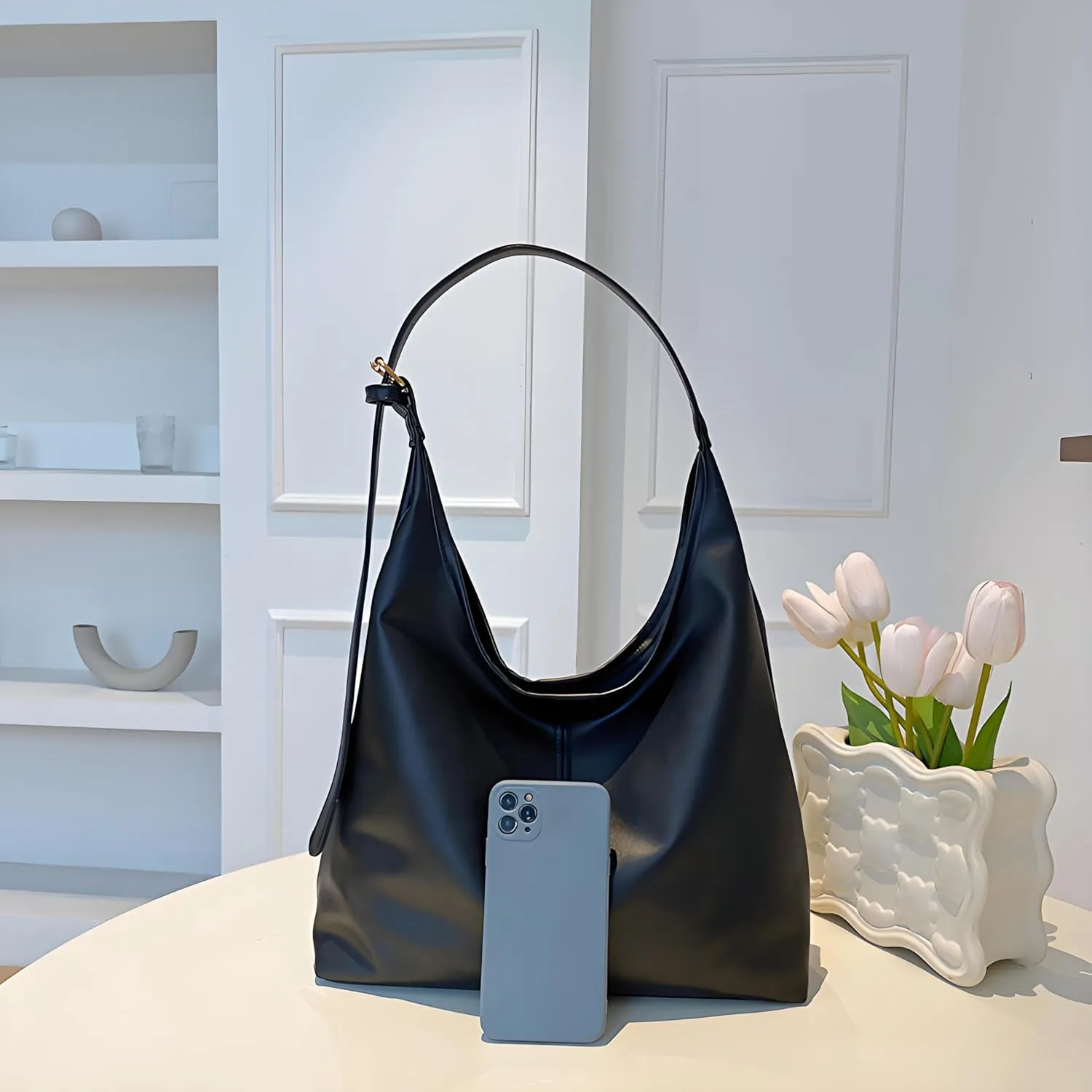 Hobo Bag for Women Vegan Leather Tote Purses with Soft Straps, Slouchy Shoulder Bag
