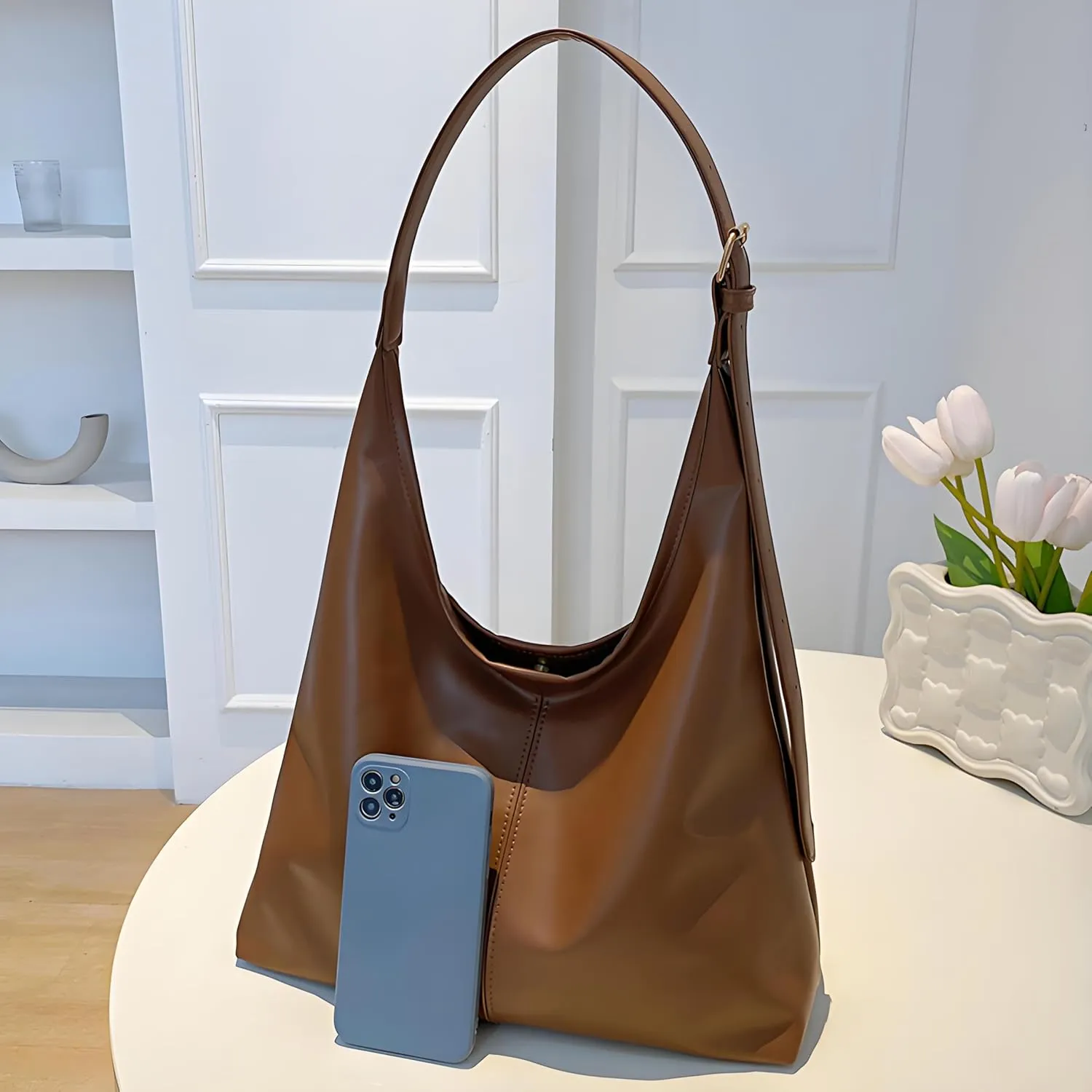 Hobo Bag for Women Vegan Leather Tote Purses with Soft Straps, Slouchy Shoulder Bag