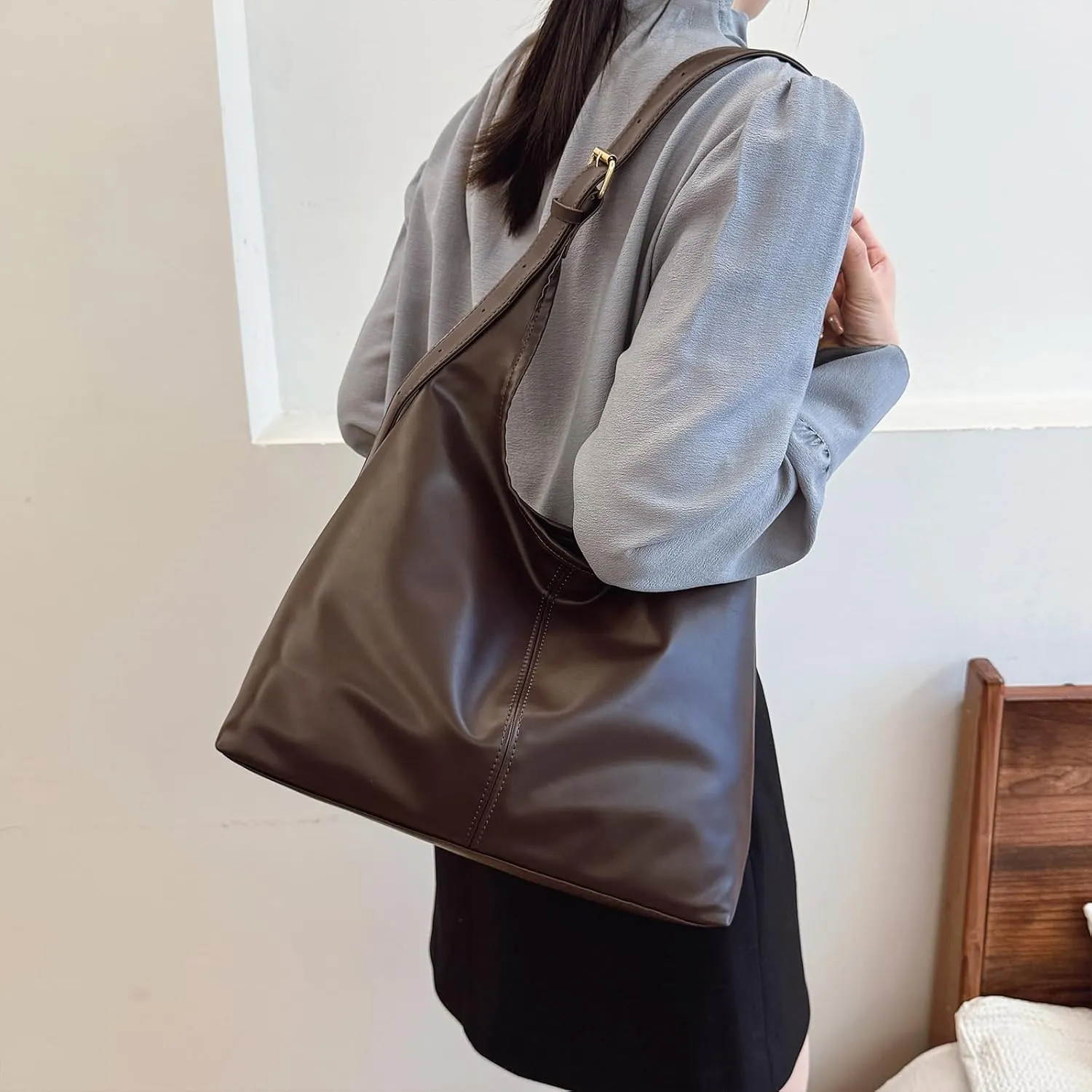 Hobo Bag for Women Vegan Leather Tote Purses with Soft Straps, Slouchy Shoulder Bag