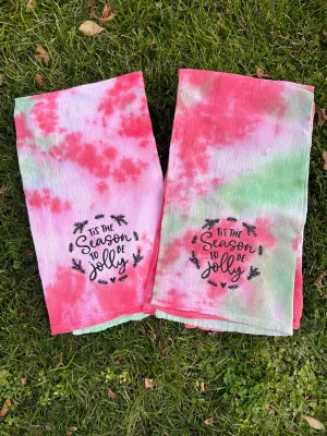 Holiday Tie-Dye Kitchen Towels - Tis the Season