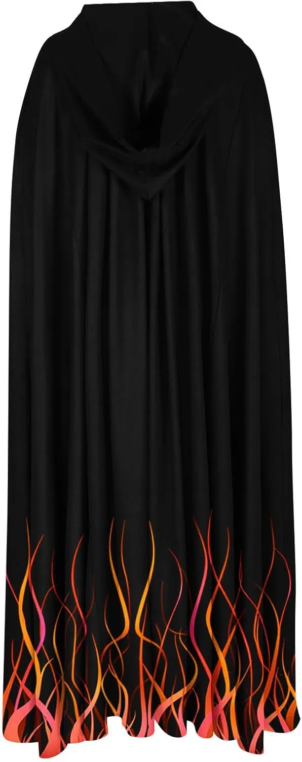 Hooded Cloak Long Cape for Christmas Halloween Party Hood Ponchos Costume Capelet Gown Masquerade Dress Up Flowy Robe
