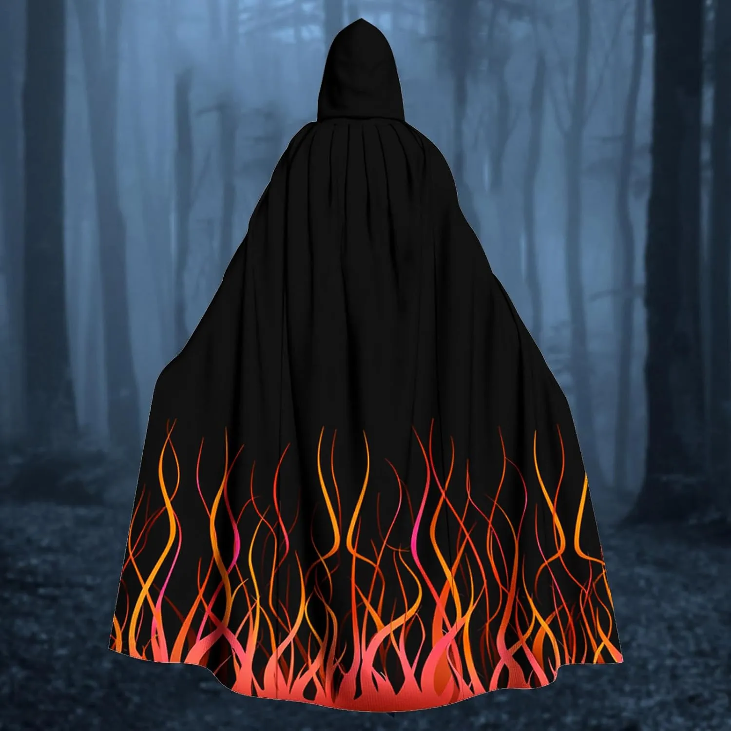 Hooded Cloak Long Cape for Christmas Halloween Party Hood Ponchos Costume Capelet Gown Masquerade Dress Up Flowy Robe