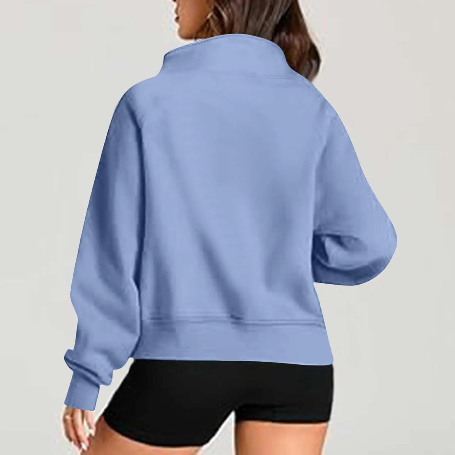 Hoodies for Teen Girls Half Zip Crop Sweatshirt Drawstring Pullover Going Out Cute Fashion Dating Shirts Thumb Hole
