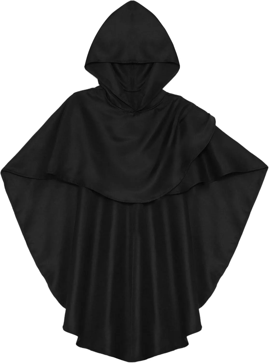 JEATHA Medieval Renaissance Hooded Cloak High-Low Robe Ponchos Capes for Kids Halloween Fancy Dress Up