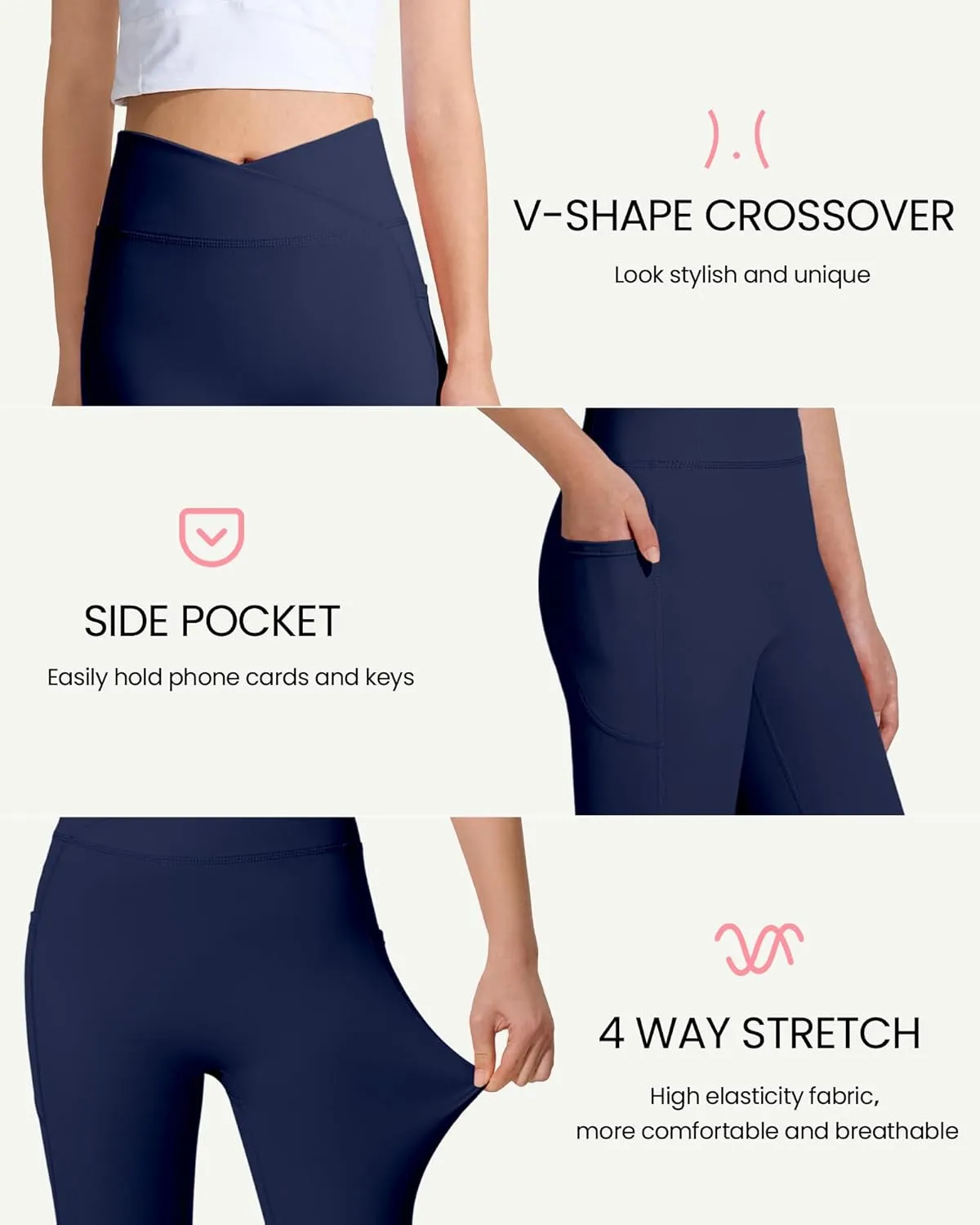 JOCMIC Girls Athletic Leggings Cross High Waist for Kids Yoga Dance Gym Pants with Pocket