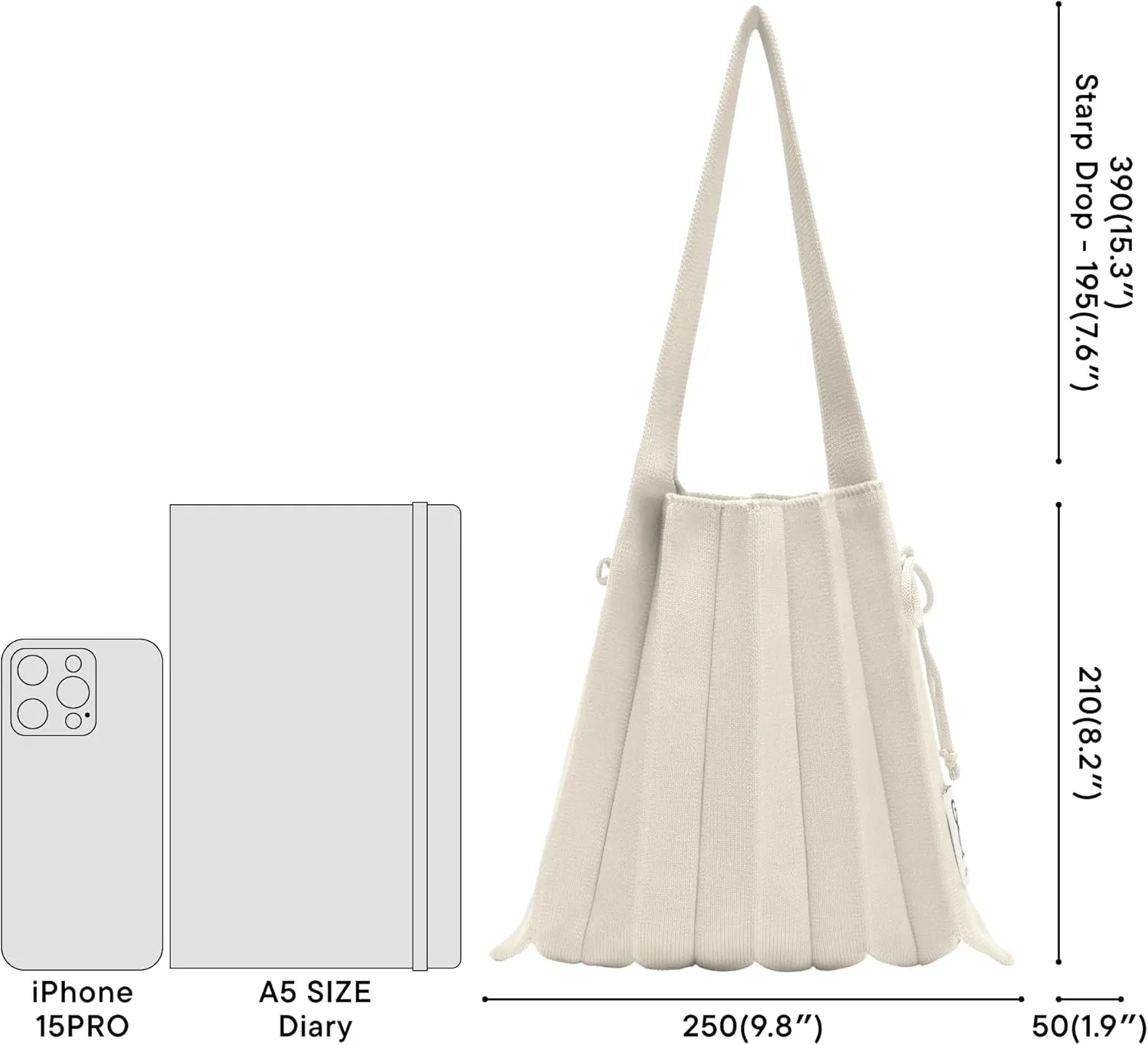 JOSEPH & STACEY Lucky Pleats Knit BagSolid S | Sustainable Foldable Women's Tote Bag | Lightweight Minimalist Everyday Bag