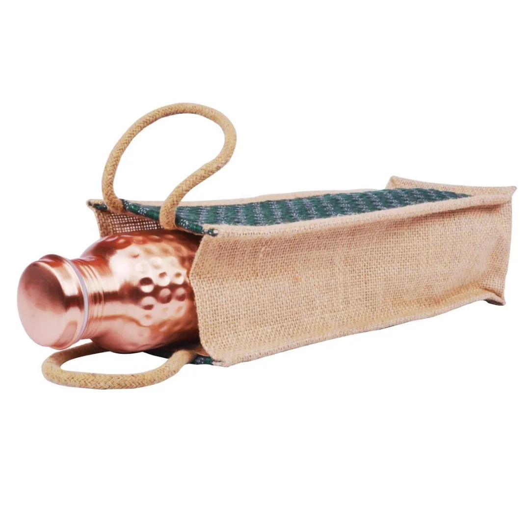 Jute Water Bottle Carry Bag, Bottle Cover Bag for Men & Women (Design & Color May Vary)