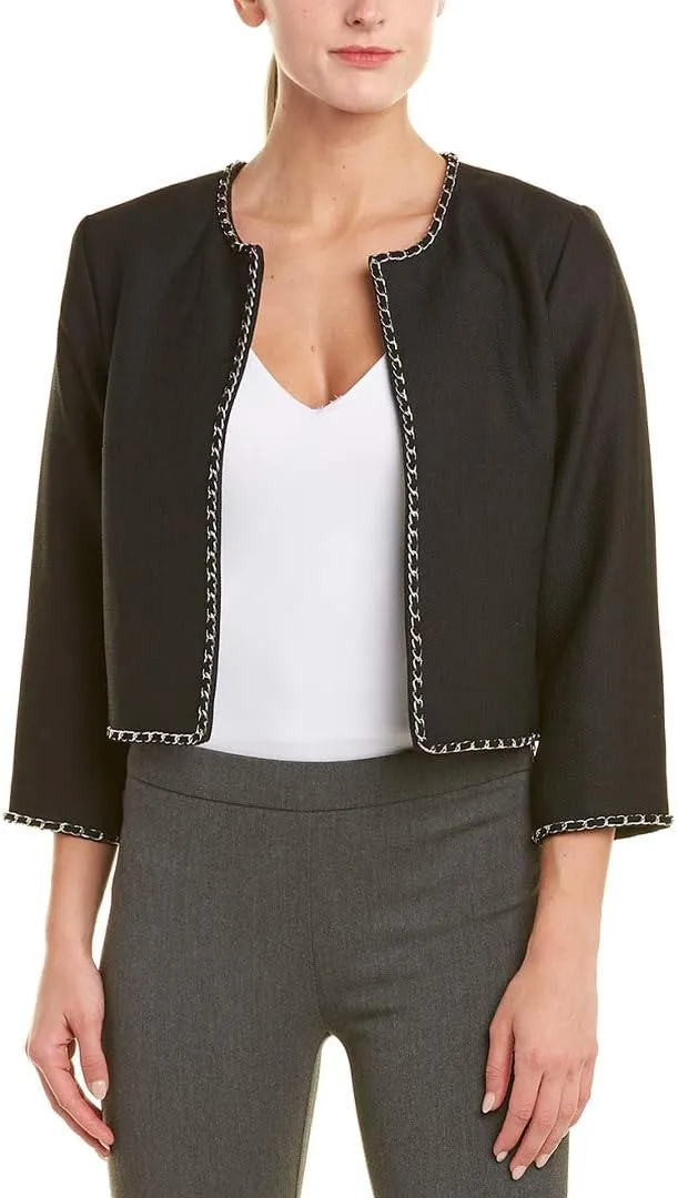 Karl Lagerfeld Paris Women's Tweed Jacket with Chain Detail
