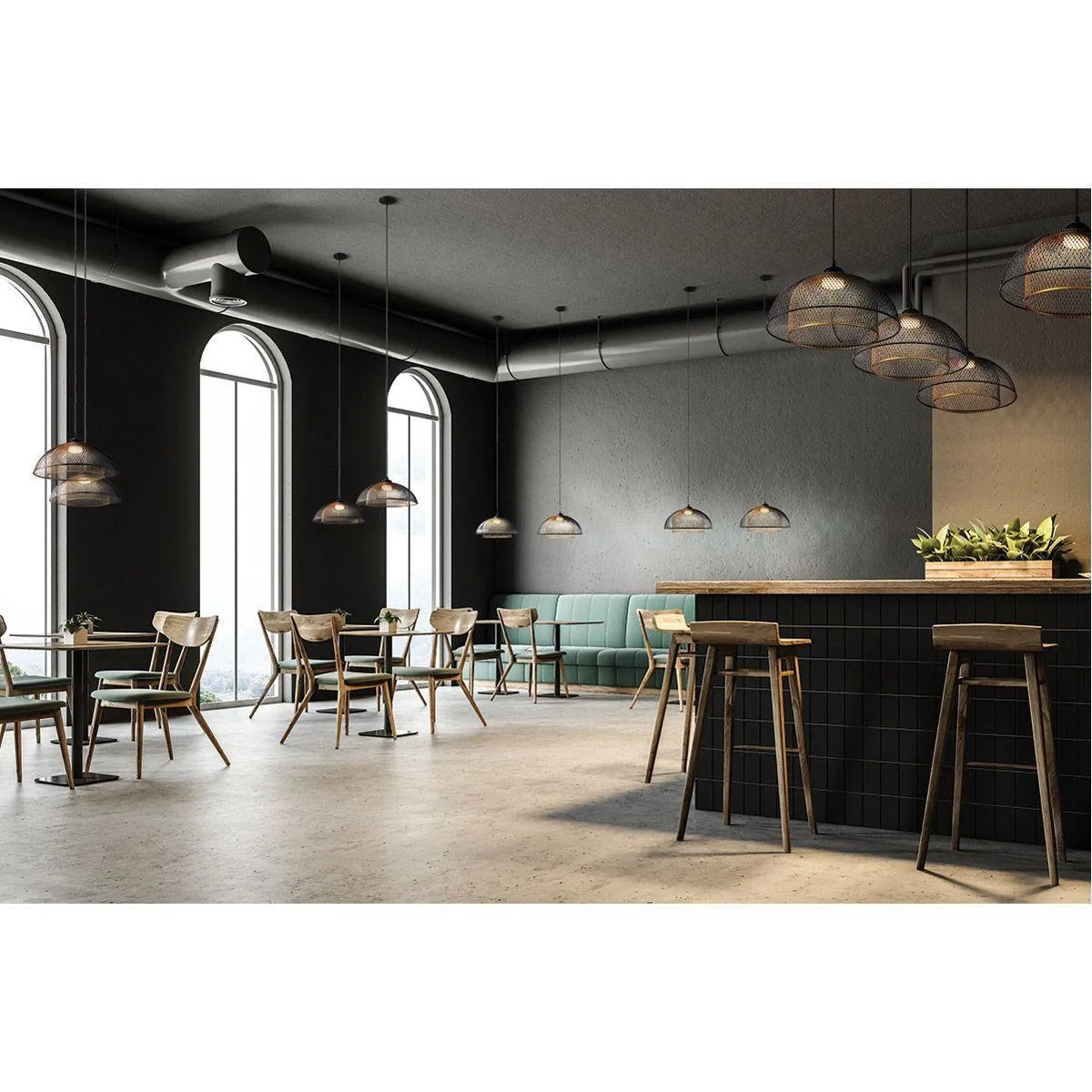 Kenmore 16 in. LED Pendant Light Black Finish