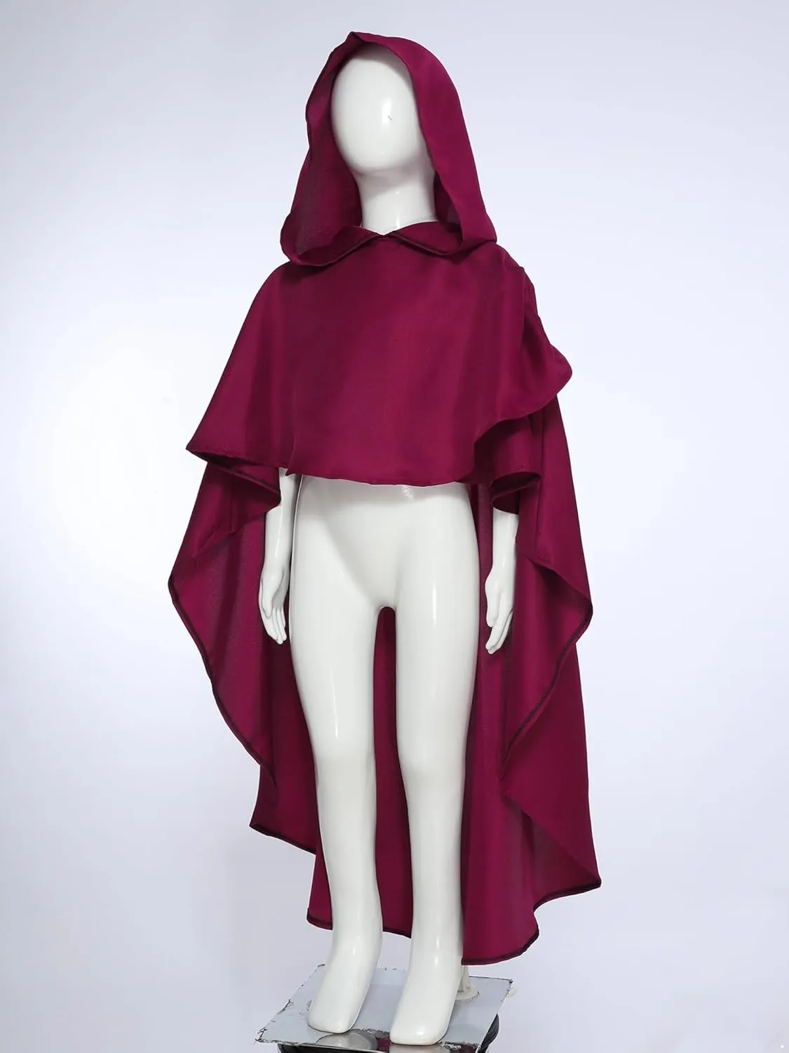 Kids Boys Girls Medieval Renaissance Pullover Wrap Hooded Cloak High-Low Robe Ponchos Capes Halloween Costume