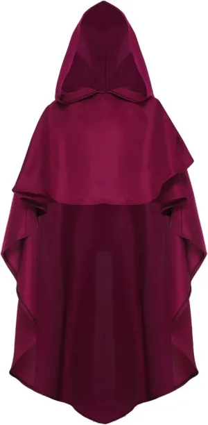 Kids Boys Girls Medieval Renaissance Pullover Wrap Hooded Cloak High-Low Robe Ponchos Capes Halloween Costume