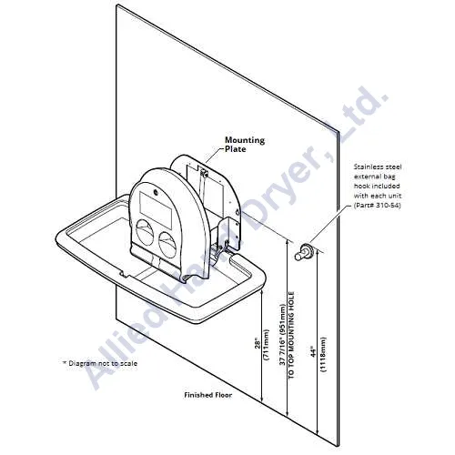 Koala Kare® KB300-01SS - Surface Horizontal Grey Baby Changing Station with Stainless Steel Veneer (Newest Generation)