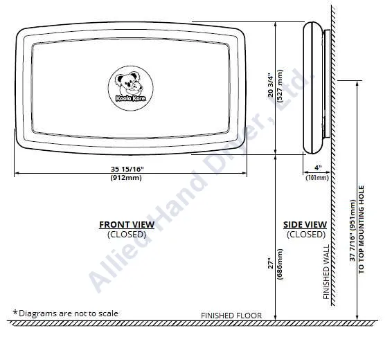 Koala Kare® KB300-05 - Surface Horizontal White Granite Baby Changing Station (Newest Generation)