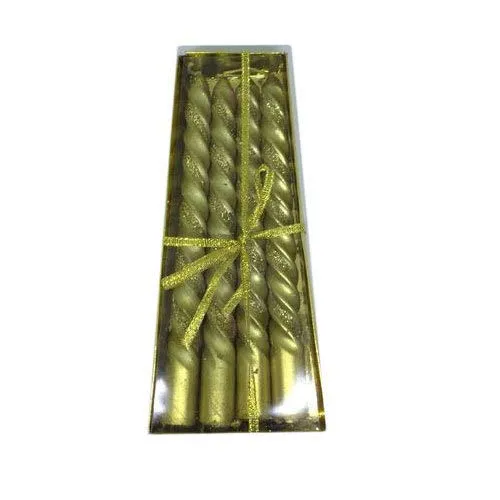 Kuber Selection Premium Pack of 12 Pcs 6 Golden/ 6 Silver Designer Spiral 10" Inch Candle, Golden Silver Taper Candles Pack of 12 Pcs (Golden 6, Silver 6)