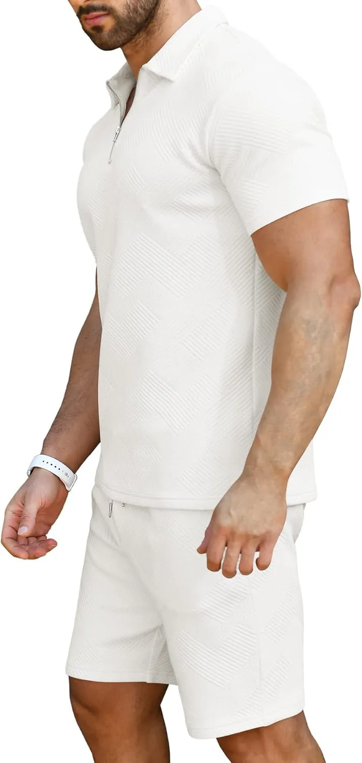 KUYIGO Men's Polo Shirt and Shorts Set Summer Outfits Fashion Casual Short Sleeve Suit for Men 2 Piece Tracksuit
