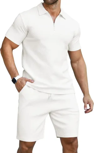 KUYIGO Men's Polo Shirt and Shorts Set Summer Outfits Fashion Casual Short Sleeve Suit for Men 2 Piece Tracksuit
