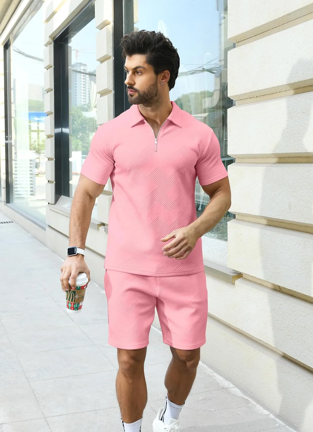 KUYIGO Men's Polo Shirt and Shorts Set Summer Outfits Fashion Casual Short Sleeve Suit for Men 2 Piece Tracksuit