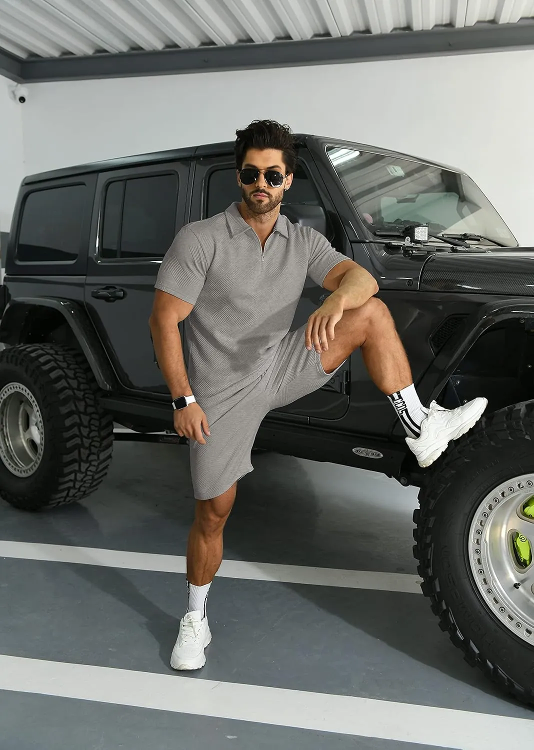 KUYIGO Men's Polo Shirt and Shorts Set Summer Outfits Fashion Casual Short Sleeve Suit for Men 2 Piece Tracksuit