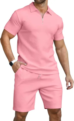 KUYIGO Men's Polo Shirt and Shorts Set Summer Outfits Fashion Casual Short Sleeve Suit for Men 2 Piece Tracksuit