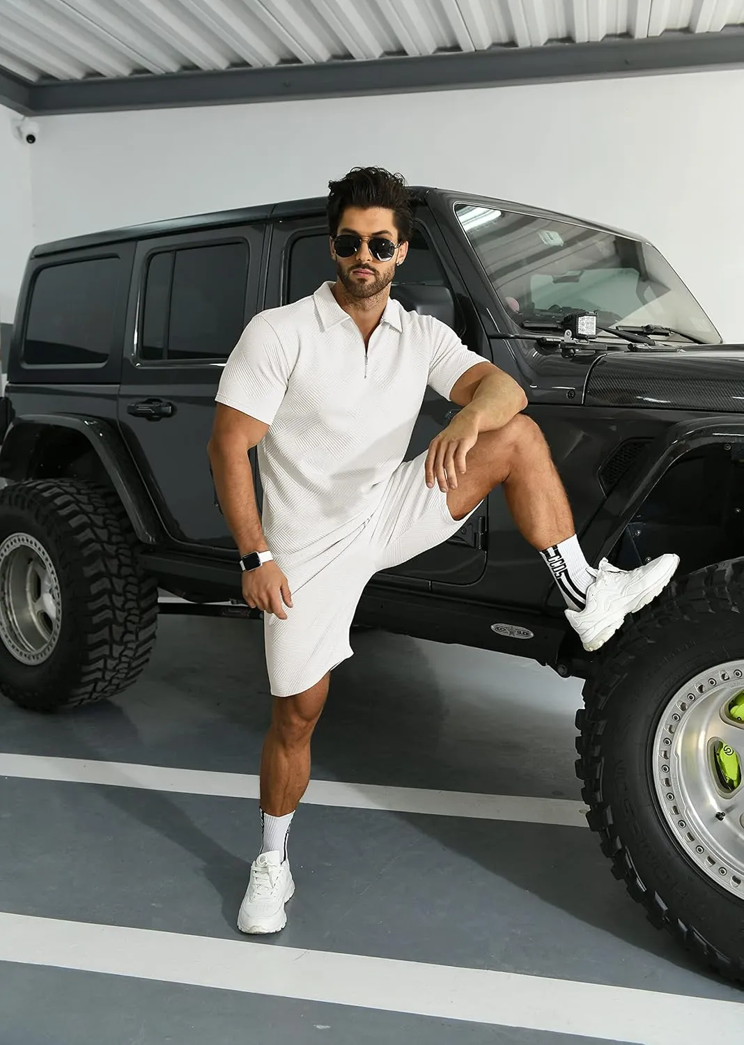 KUYIGO Men's Polo Shirt and Shorts Set Summer Outfits Fashion Casual Short Sleeve Suit for Men 2 Piece Tracksuit