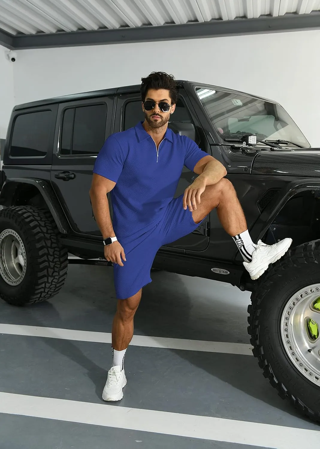 KUYIGO Men's Polo Shirt and Shorts Set Summer Outfits Fashion Casual Short Sleeve Suit for Men 2 Piece Tracksuit