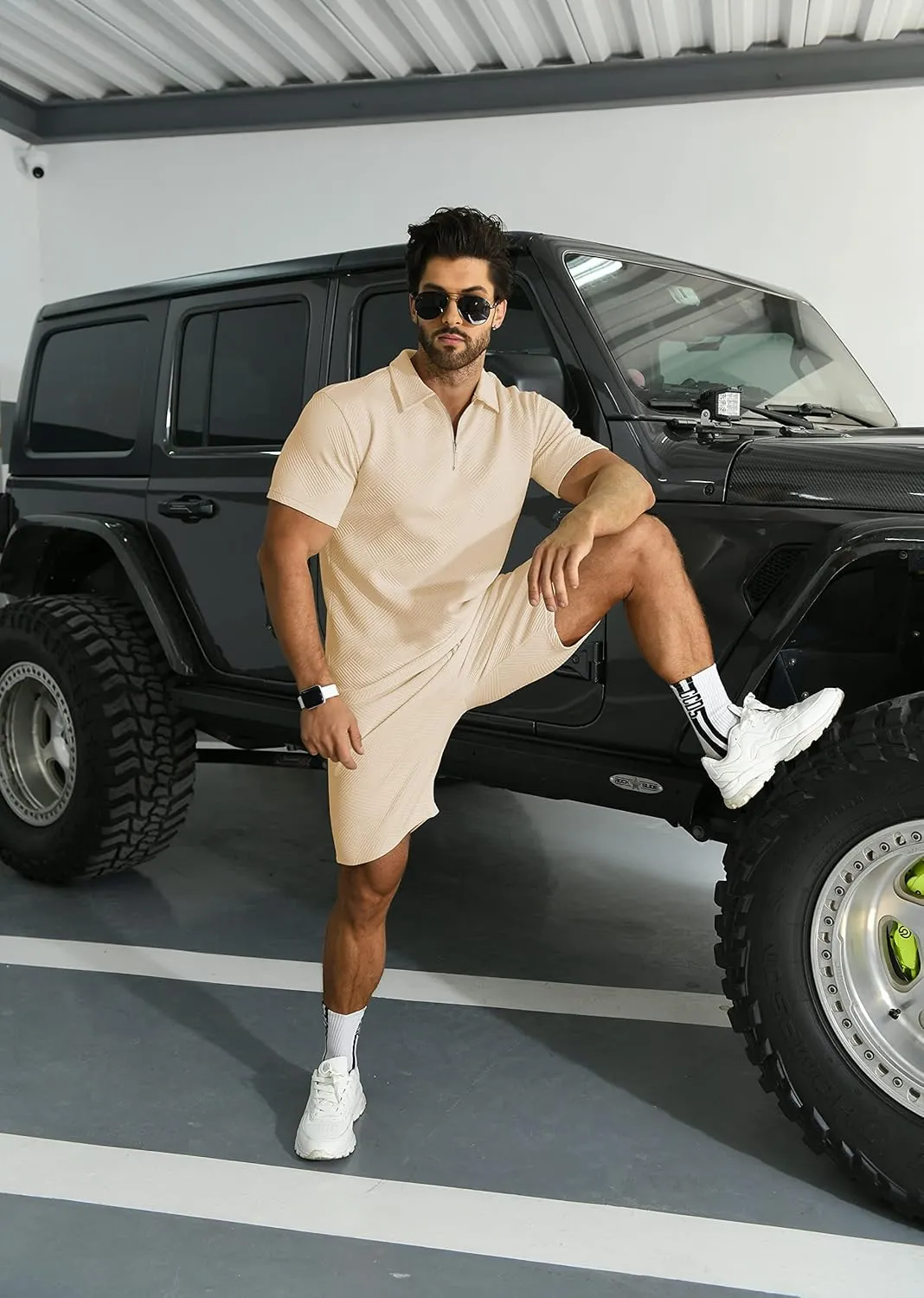 KUYIGO Men's Polo Shirt and Shorts Set Summer Outfits Fashion Casual Short Sleeve Suit for Men 2 Piece Tracksuit