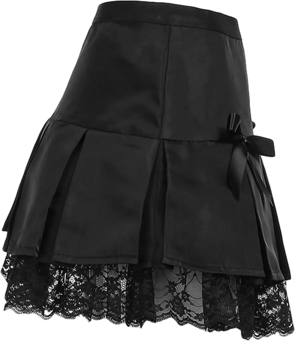 Lace Mini Skirts for Womens Low Rise Ruffle Layered Flowy Pleated Skirt Y2k Bloomer Micro Slip Shorts Skort Skirt