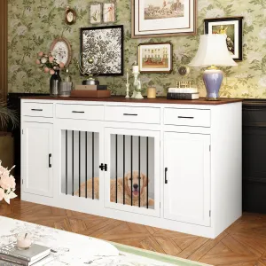 Large Dog Crate with 4 Drawers and 3 Doors