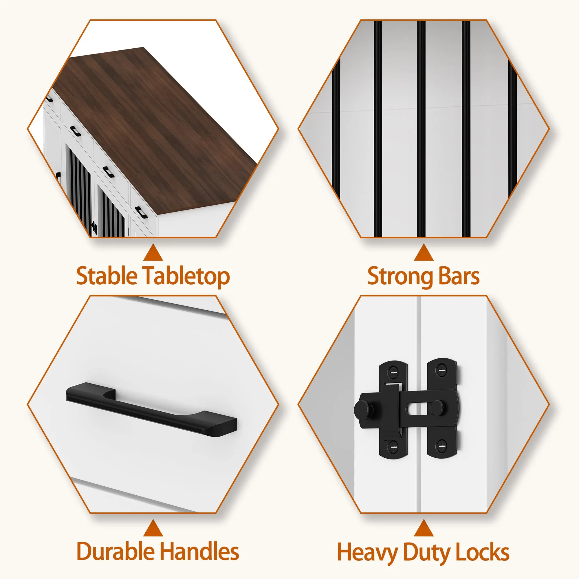Large Dog Crate with 4 Drawers and 3 Doors