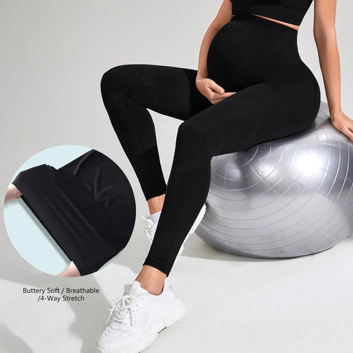 Lasora Maternity Leggings, Lasora Pregnancy Leggings for Women, Workout Maternity Pants, Yoga Pants Women, 2 Pack