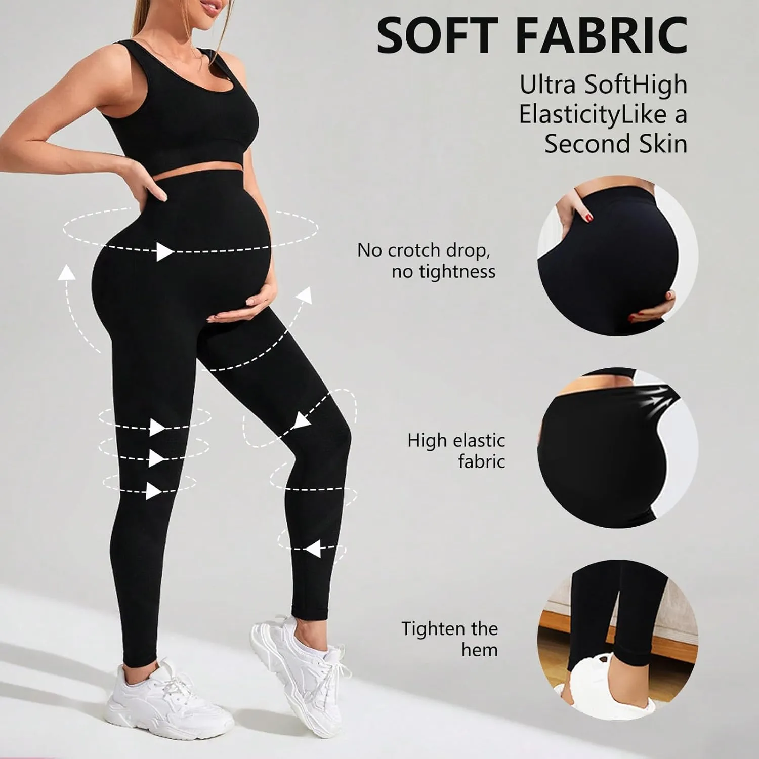 Lasora Maternity Leggings, Lasora Pregnancy Leggings for Women, Workout Maternity Pants, Yoga Pants Women, 2 Pack