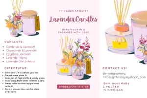 Lavender Scented Soy Candles a Variety of Aromas - Discovery Calming, Relaxing, & Cozy Vibes - 8oz.