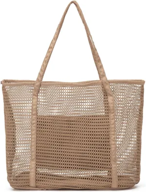 Lightweight Large Beach Bag for Women - Foldable Mesh Tote Handbag Minimalist Design for Travel, Pool, Shopping
